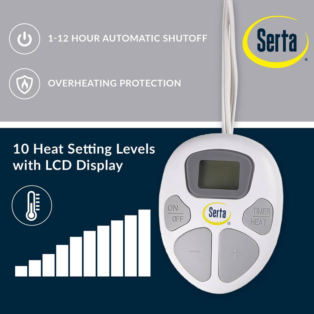 Full White Plush Heated Mattress Pad with 10 Heat Settings