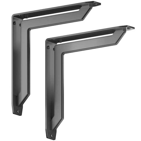 Starby Lucca Designer 12 in. L Black Iron Decorative Heavy Duty Shelf Bracket (2-Pack)