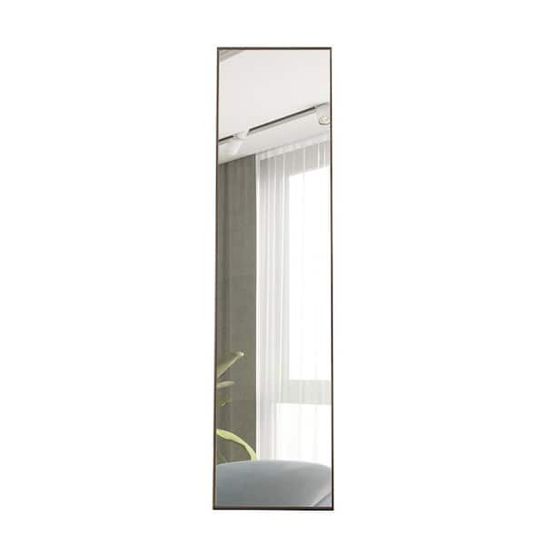 Unbranded 15 in. W x 58 in. H Rectangular Wood Frame Full Body Gray Mirror