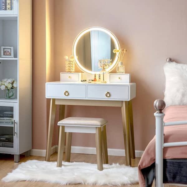 illfordd furniture Dressing Table with Mirror and Storage Cupboard  (Color-Dark Brown) : Amazon.in: Home & Kitchen
