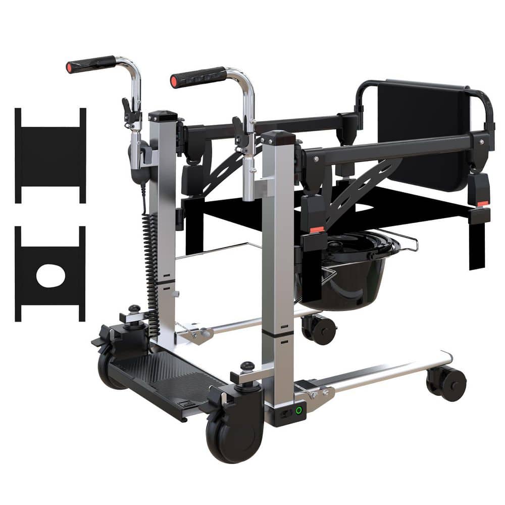 Electric Patient Transfer Wheelchair 180° Swivel Seat Commode Hydraulic Lift Height Adjustable 330 lbs, Silver Gray price history on PriceWatchPro