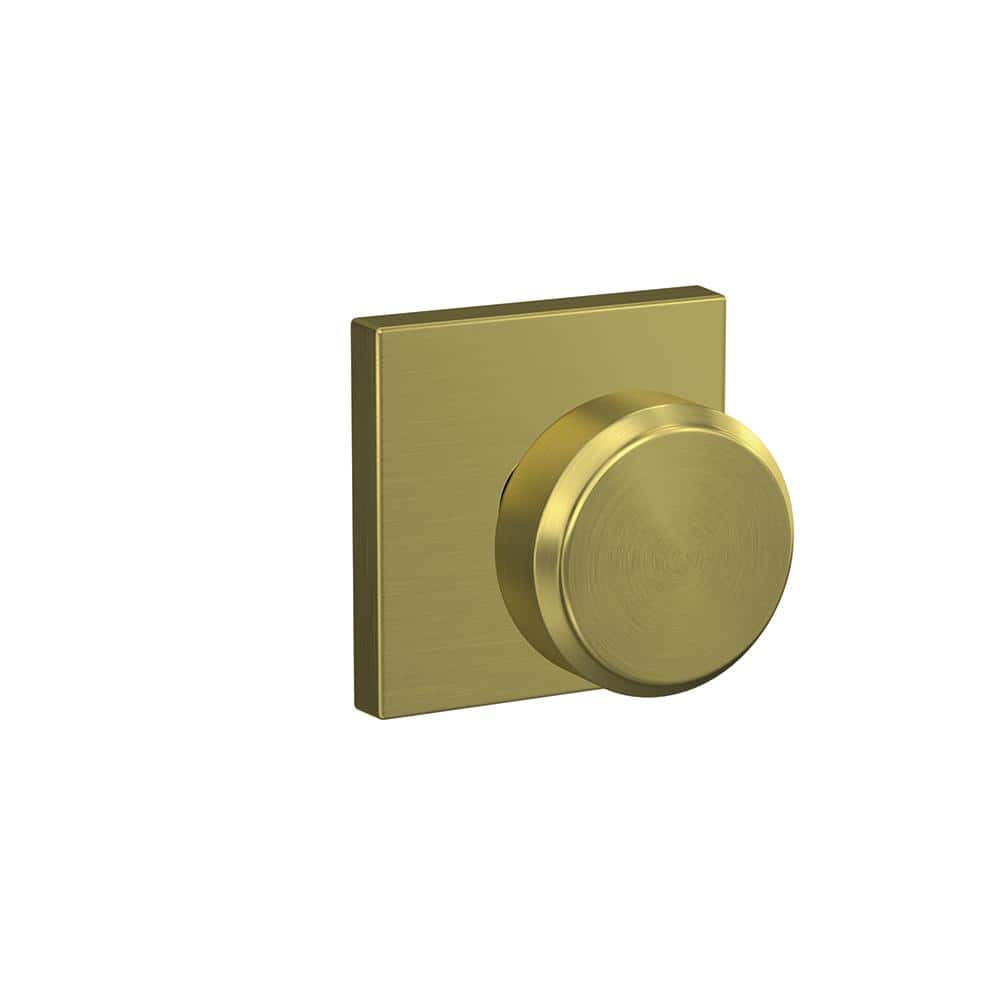 Satin Brass Modern Dummy Door Knob Set with Collins Trim