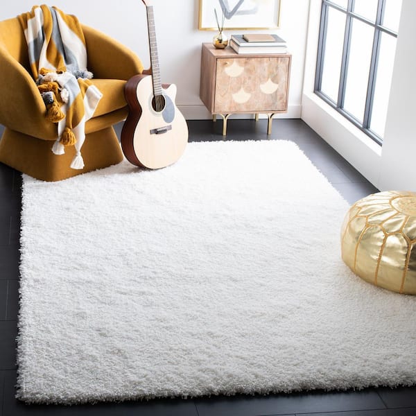 Santa Monica Shag White Doormat 3 ft. x 5 ft. Solid Area Rug