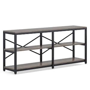 Turrella 71 in. Gray Rectangle Particle Board Console Table with 3 Storage Shelves Entryway Table for Living Room