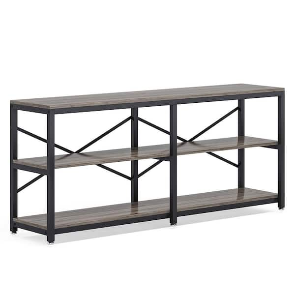 BYBLIGHT Turrella 71 in. Gray Rectangle Particle Board Console Table ...