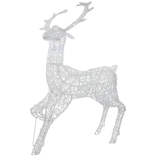 Commercial Grade Acrylic Reindeer Outdoor Christmas Decoration-46.5"-Pure White LED
