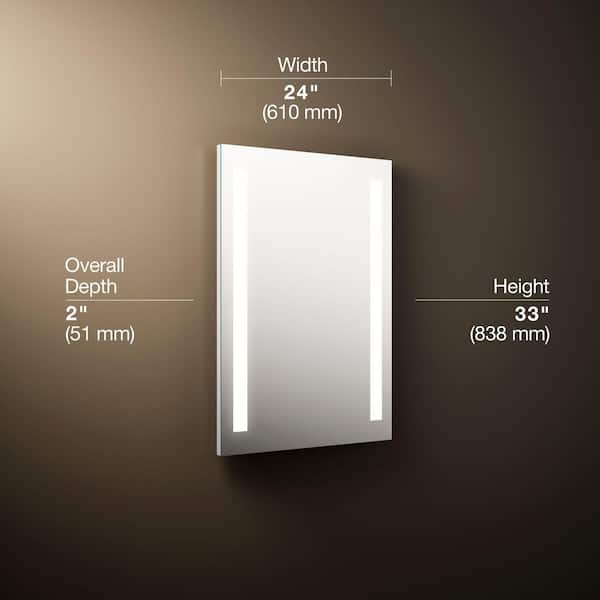 KOHLER 24 in. W x 33 in. H Rectangular Frameless Wall Mount LED