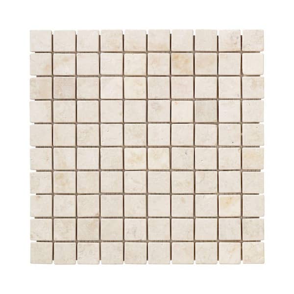 Jeffrey Court Creama 11.875 in. x 11.875 in. x 8.5 mm Honed Marble Mosaic Floor and Wall Tile