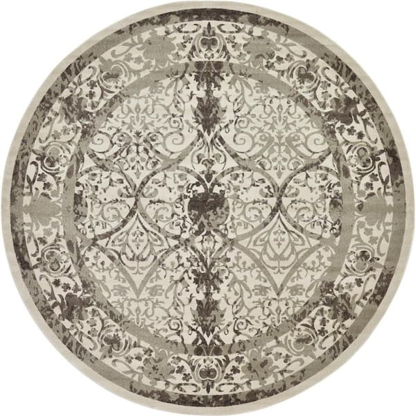 Unique Loom La Jolla Traditional Brown 12' 2 x 12' 2 Round Rug