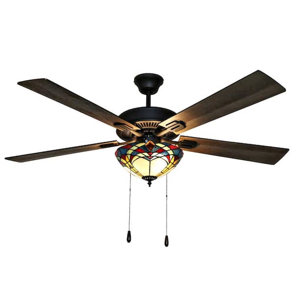 River of Goods Braxton Mission 52 in. Stained Glass LED Ceiling Fan With Light