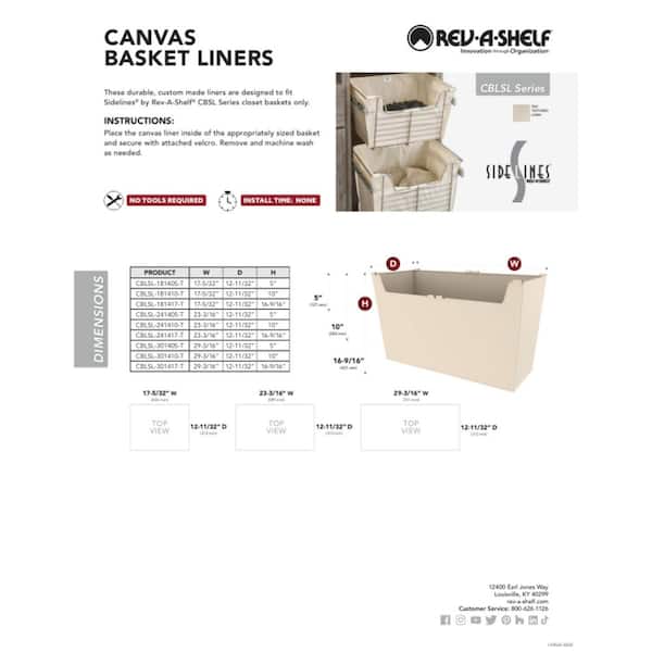 Sidelines Canvas Tan Cloth Closet Basket Liner Indoor