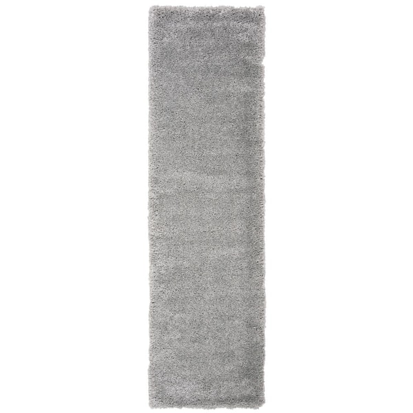 SAFAVIEH Royal Shag Silver 2 ft. x 8 ft. Solid Gradient Runner Rug