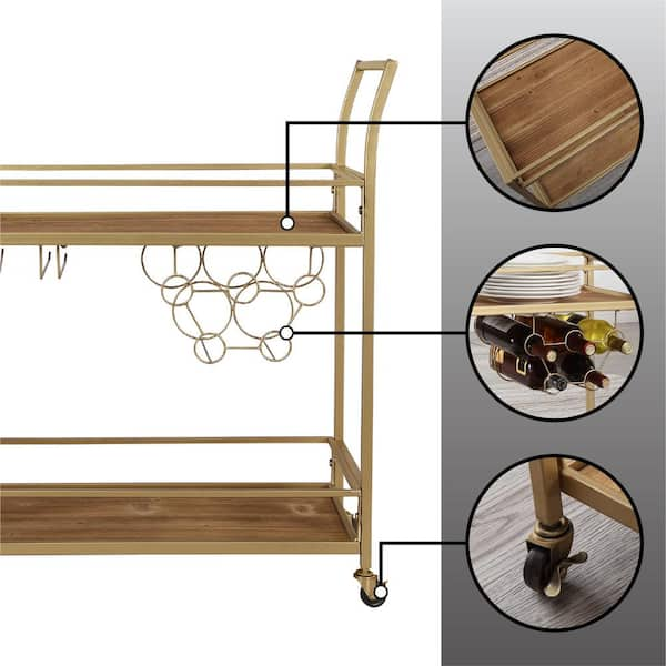 FirsTime & Co. Francesca Gold Bar Cart 70095 - The Home Depot