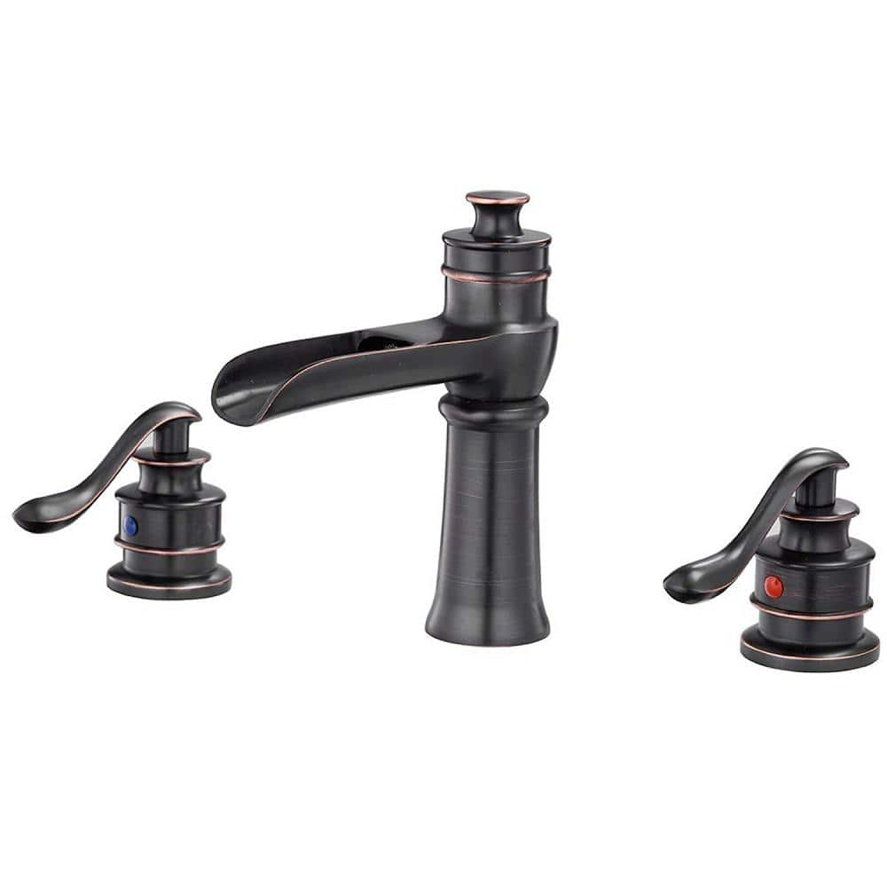 BWE 8 In. Waterfall Widespread 2-Handle Bathroom Faucet With Supply ...