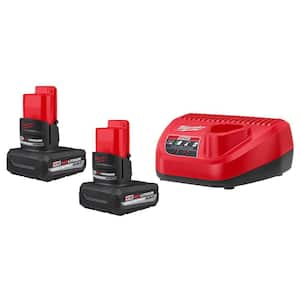 M12 12V Lithium-Ion XC High Output 5.0 Ah Battery Pack (2-Pack) Starter Kit with Charger