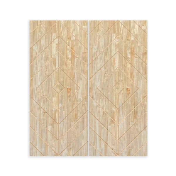 CALHOME 72 in. x 84 in. Hollow Core Natural Pine Wood Unfinished Interior Double Sliding Closet Doors