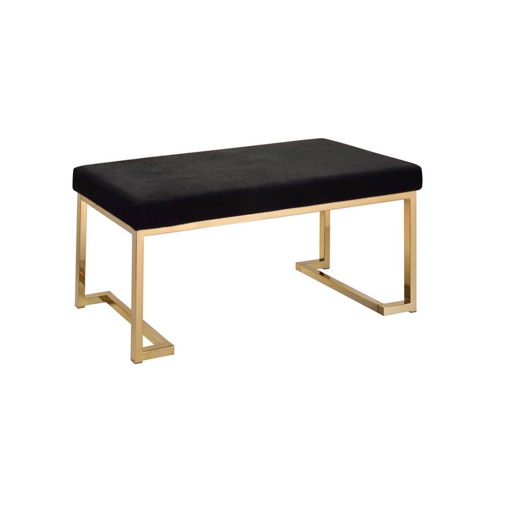 Black Polyester Bench with Champagne Gold Metal Base