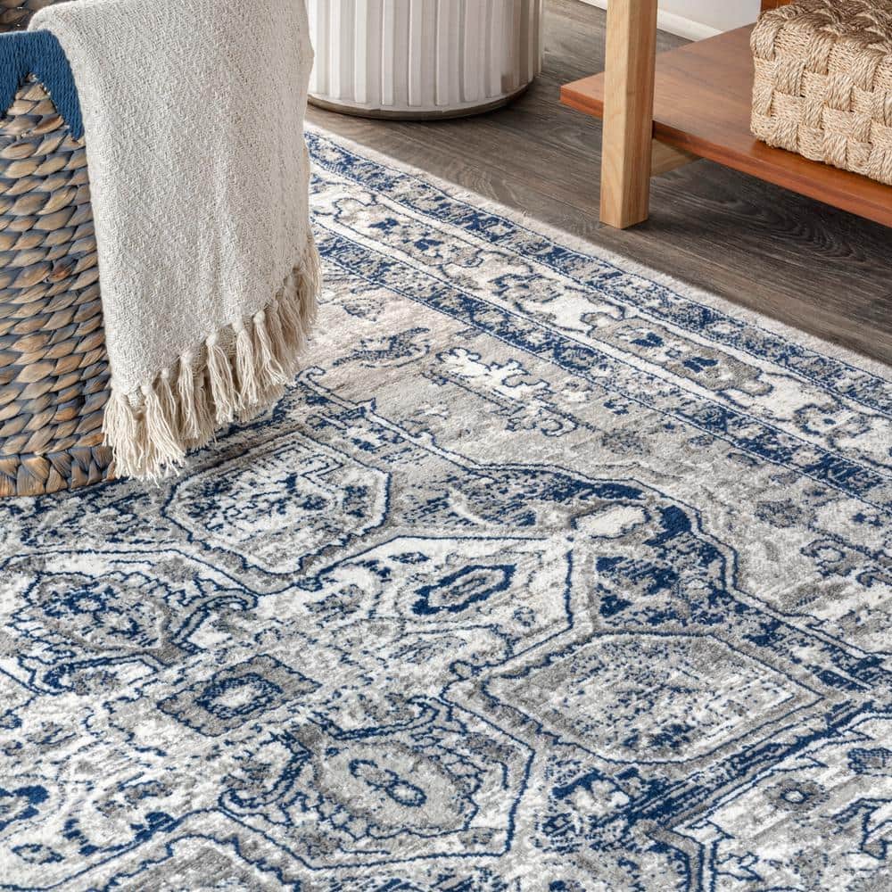 Reversible Modern Persian 4' x 6' Gray Synthetic Area Rug