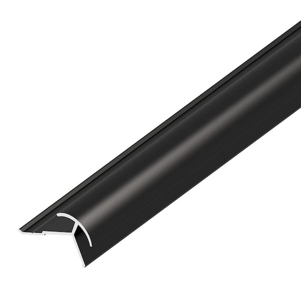 WALLS Marble Panel 1 in. D x 0.62 in. W x 96 in. L Finished Black Aluminum Round Outside Corner Trim