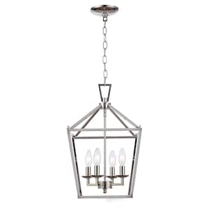 Lacey 4-Light Polished Chrome Pendant Light Fixture with Caged Metal Shade