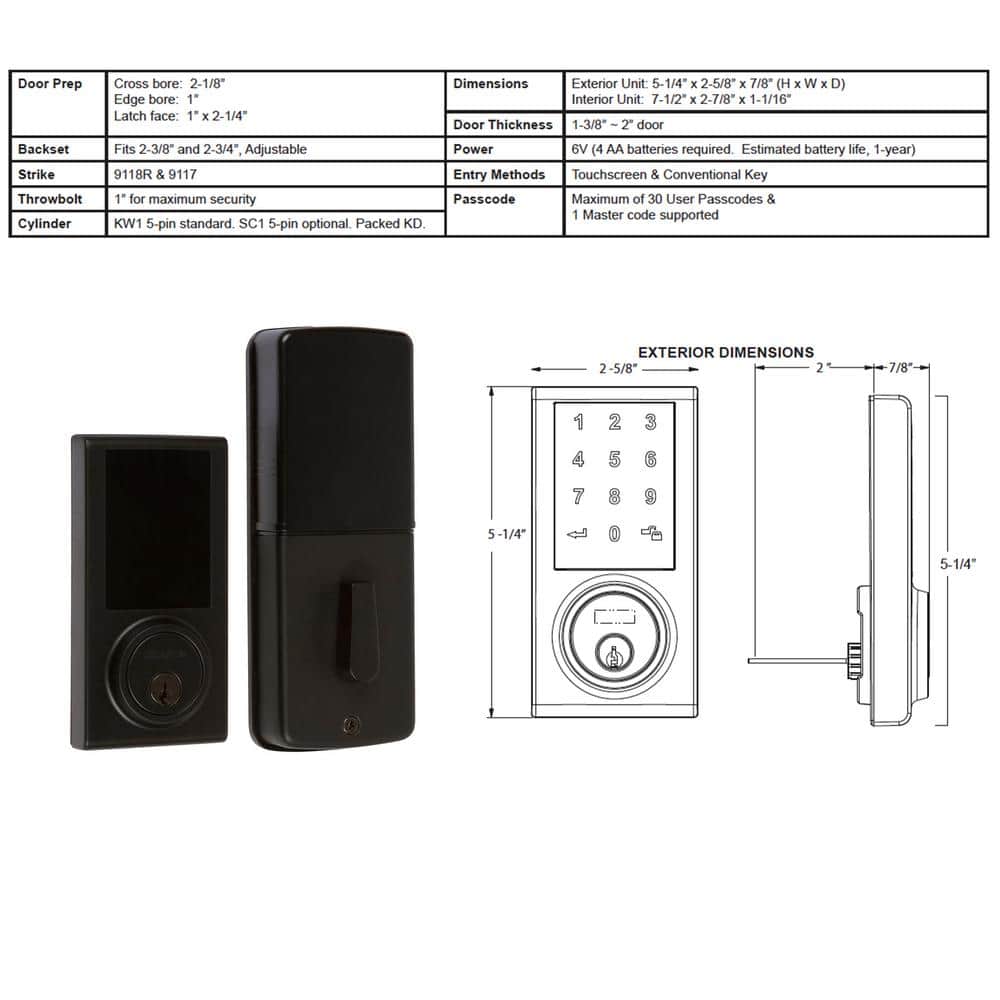 Polished Chrome Electronic Single Cylinder Deadbolt