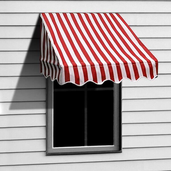 Aleko 4 Ft Retractable Door Or Window Awning In Red And White Waw4x2rwstr05 Hd The Home Depot