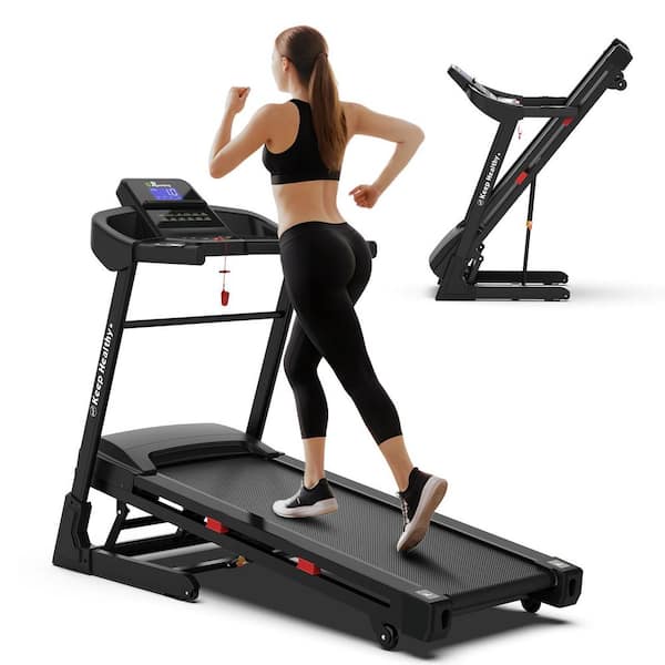 3.5 HP Super Black Stainless Steel Foldable Electric Treadmill with Shock Absorption Pulse Sensor Bluetooth APP