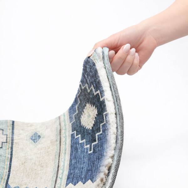 Dream Shag Premium Machine Washable Abstract ADS176 Blue 10 ft. x 14 ft. Area Rug
