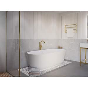 Sabbia 71 in. L x 32 in. W Man-Made Stone Center Drain Freestanding Soaking Bathtub in Matte White