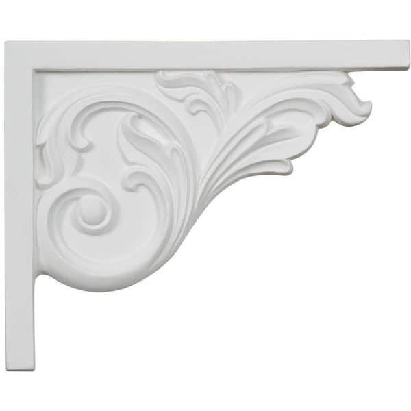 Ekena Millwork 5/8 in. x 8-3/4 in. x 7-5/8 in. Polyurethane Right Bremen Acanthus Stair Bracket Moulding