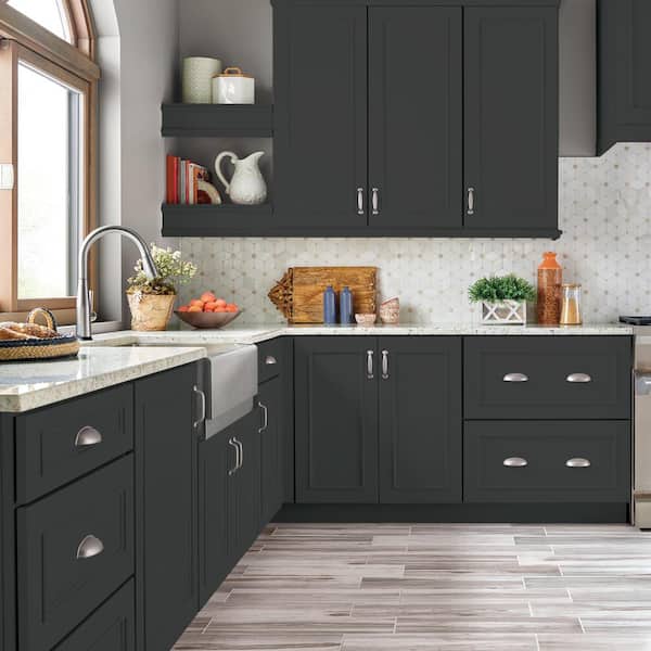 1 gal. #1350 Ultra Pure Black Satin Enamel Interior/Exterior Cabinet, Door & Trim Paint