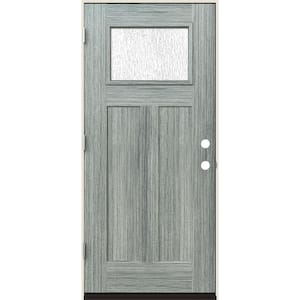36 in. x 80 in. Right-Hand 1/4 Lite Craftsman Rain Glass Stone Fiberglass Prehung Front Door