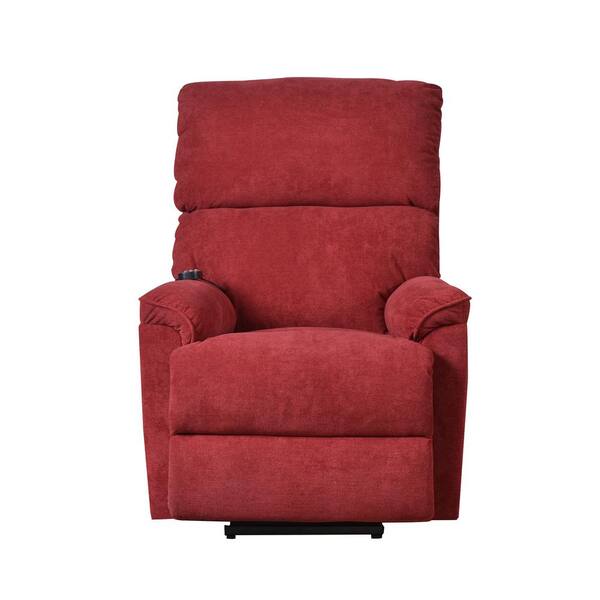 Unbranded Red Polyester with Massage and Heating Function Power Lift Recliner for Living Room