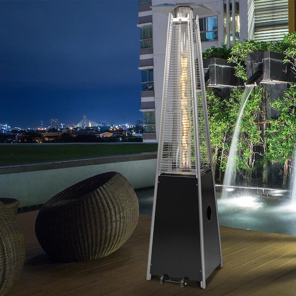 Patio Post 42,000 BTU Black Commercial Pyramid Flame Gas Patio Heater,  Quick Start Ignition, Auto Shut Off Satety Feature GHFIRE02 - The Home Depot