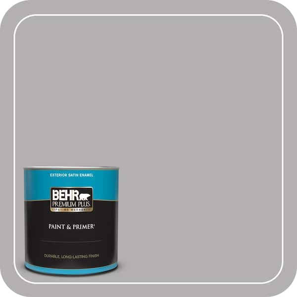 BEHR PREMIUM PLUS 1 qt. #BXC-25 Colonnade Gray Satin Enamel Exterior Paint & Primer