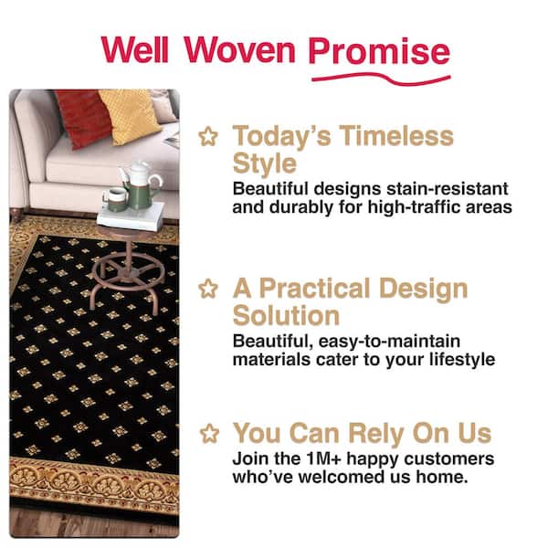 Barclay Hudson Terrace Black 4 ft. x 5 ft. Traditional Border Area Rug