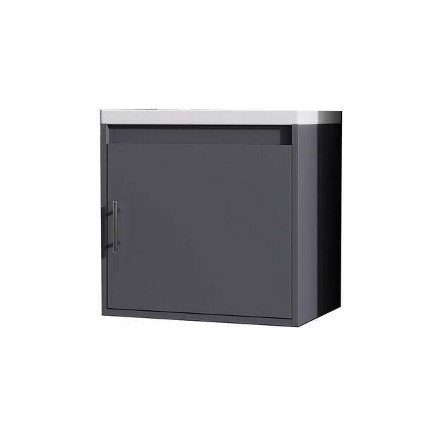 20 in. Wall-Mounted Gray Bath Vanity with White Ceramic Top Unassembled