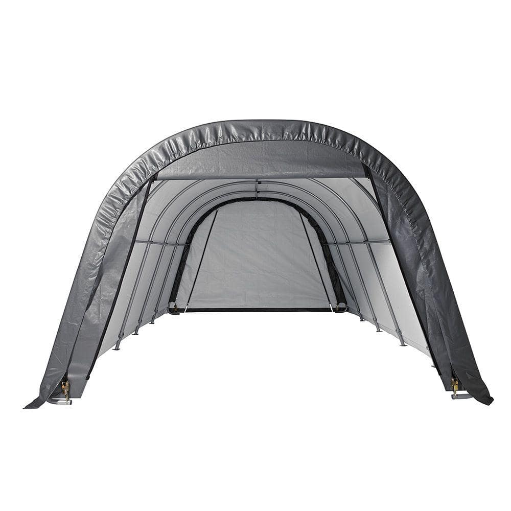 Shelterlogic Sheltercoat 13 Ft X 24 Ft Wind And Snow Rated Garage Round Gray Std 74332 The Home Depot