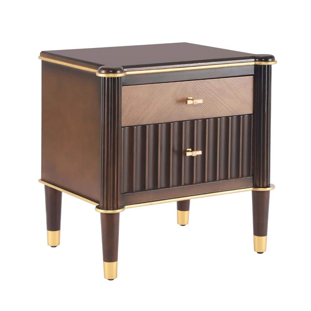 "Walnut 2 Drawers 23.2"" Nightstand with Curved Profile Design" price history on PriceWatchPro