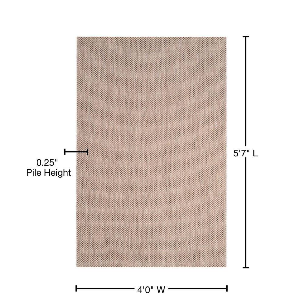Beige and Brown Rectangular Synthetic Outdoor Area Rug