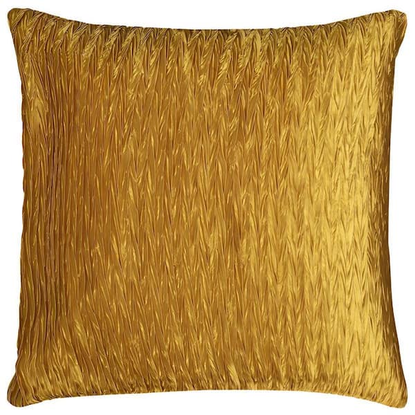 HomeRoots Gold Solid Polyester 18 in. x 18 in. Throw Pillow