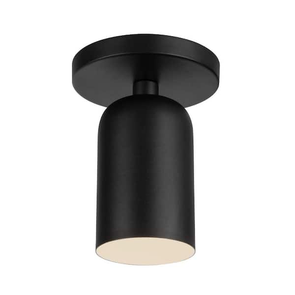 Nola 4 in. 1 Light 40-Watt Black Semi-Flush Mount