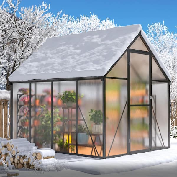 AirWire 6 ft. W x 7 ft. D Black Polycarbonate Greenhouse with Roof