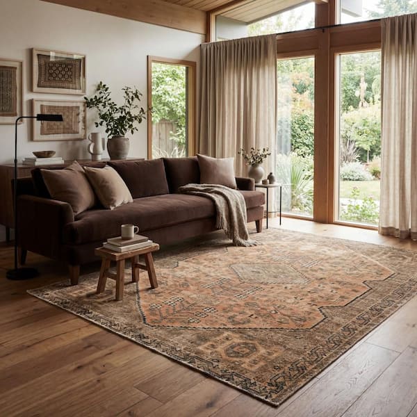 Daphine Medallion Washable Area Brown 10 ft. x 14 ft. Indoor Area Rug