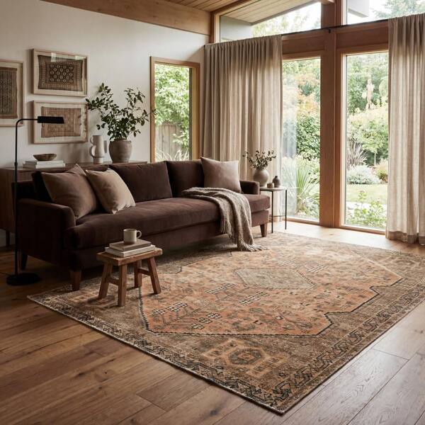 Daphine Medallion Washable Area Brown 3 ft. x 5 ft. Indoor Area Rug
