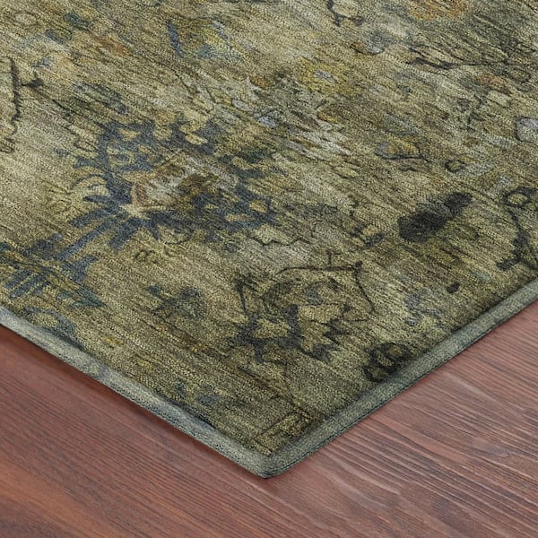 Mayfield Premium Machine Washable Abstract AMF2320 Green 3 ft. x 5 ft. Area Rug