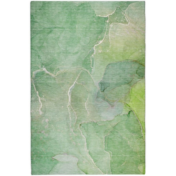 Dream Shag Premium Machine Washable Abstract ADS511 Green 10 ft. x 14 ft. Area Rug