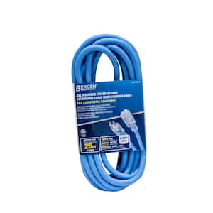 25 ft. 12/3 SJEOW 15 AMP Blue Outdoor Heavy-Duty, All Weather Extension Cord with Lighted End