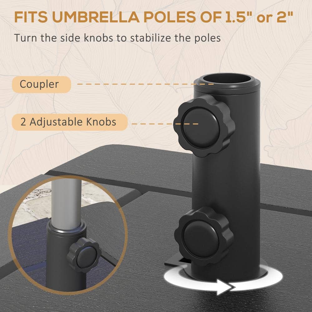 Black Plastic 3-in-1 Wheeled Outdoor Umbrella Base and Table