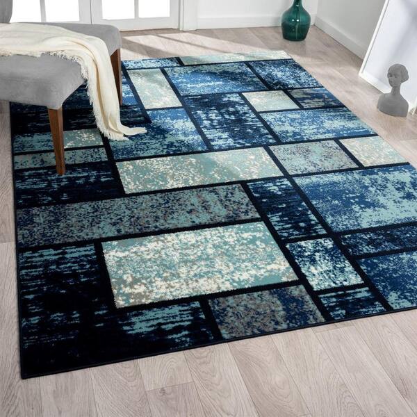 Ambiant Pet Friendly Solid Color Area Rug Teal -4' Square